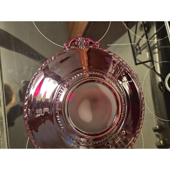 Vintage Paden City Red Depression Glass Filigree Gadroon Pattern Cheese Plate - Picture 6 of 13